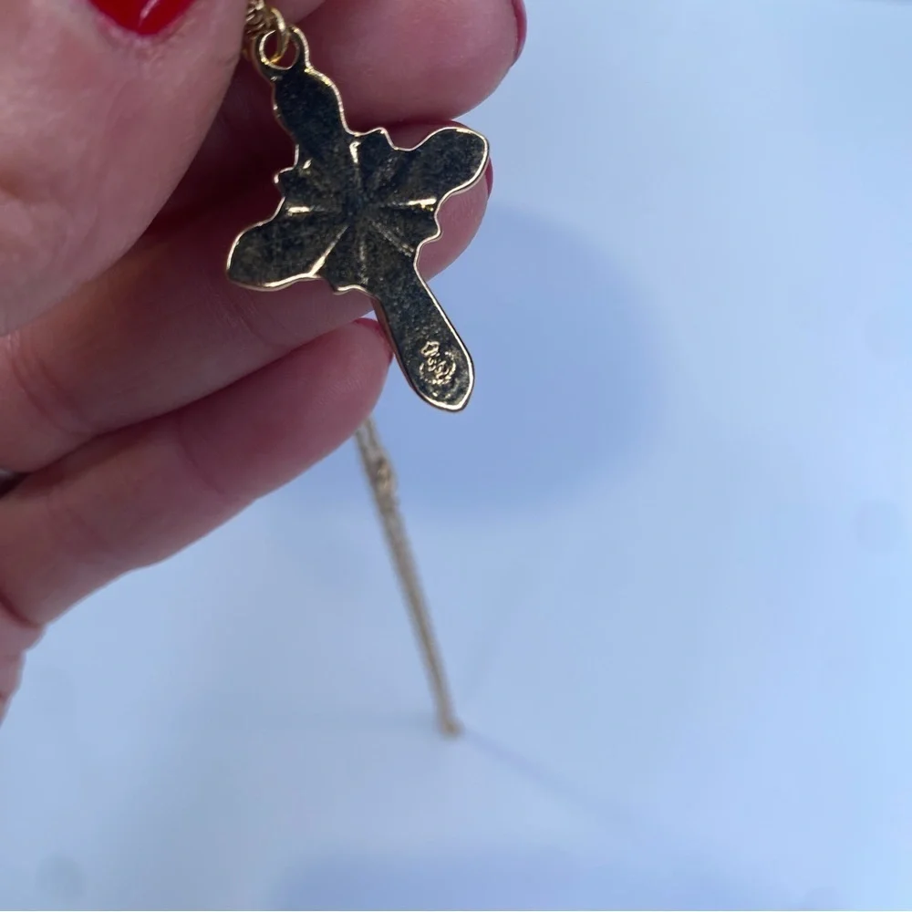 Premier Designs Dominique Gold Cross Necklace With Colored Crystals 18